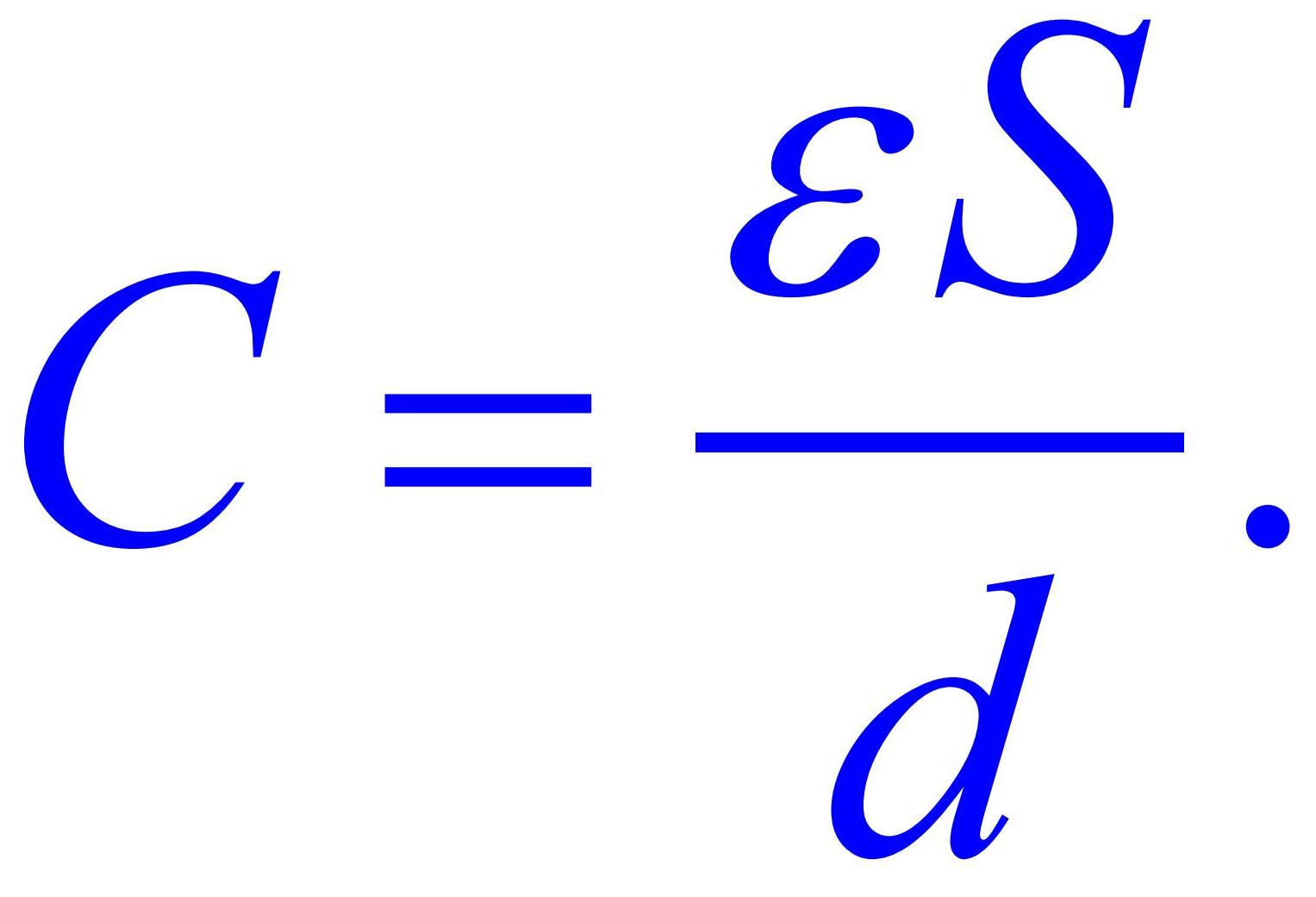 Формула емкости конденсатора, С
